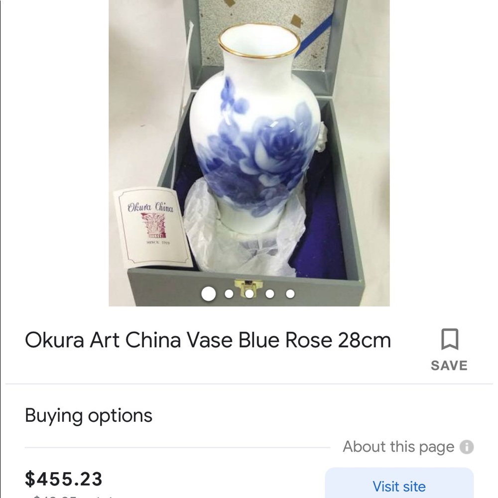 Okura Art China Vase Blue Rose 28cm